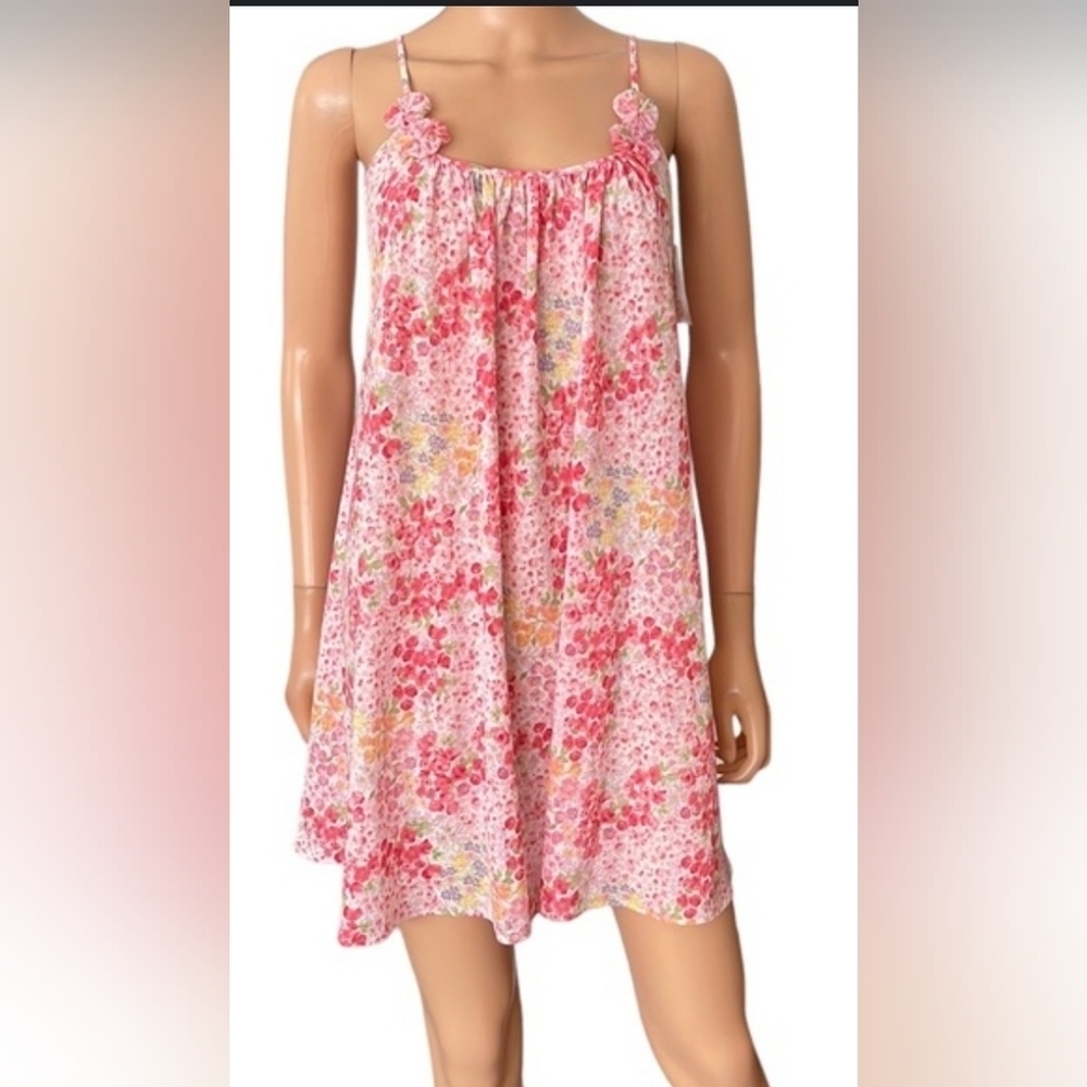 Oscar de la Renta Pink Floral Babydoll Pajamas Nightgown Lingerie Sleepwear
